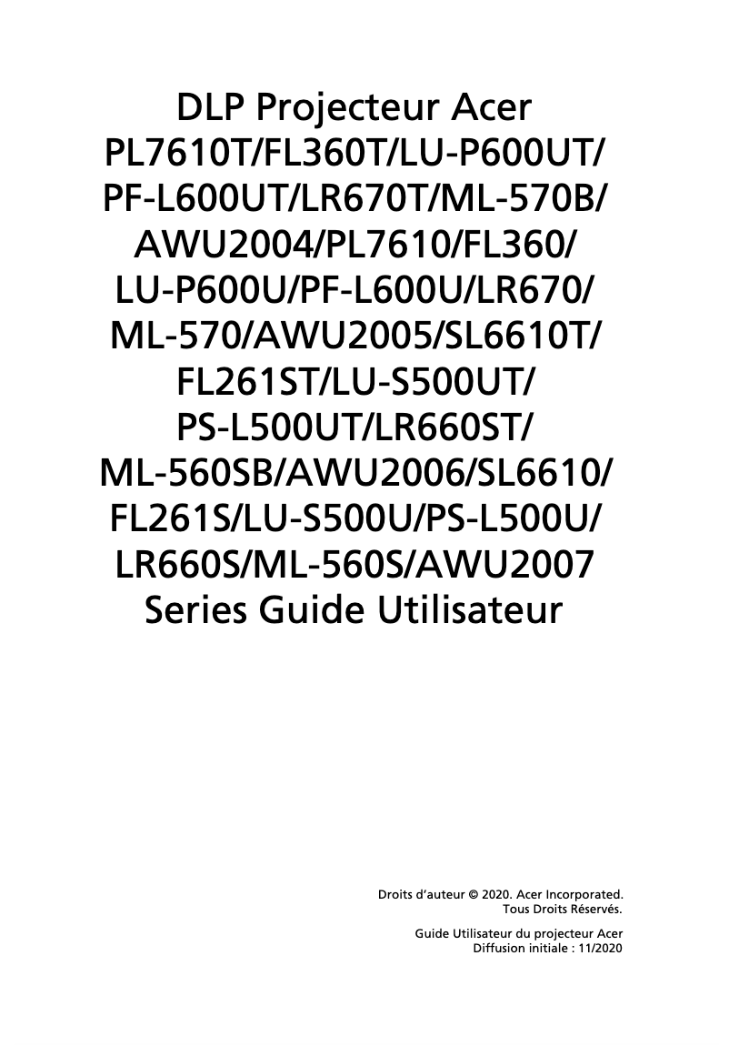 Página 1 del manual Manual de usuario Acer PL7510