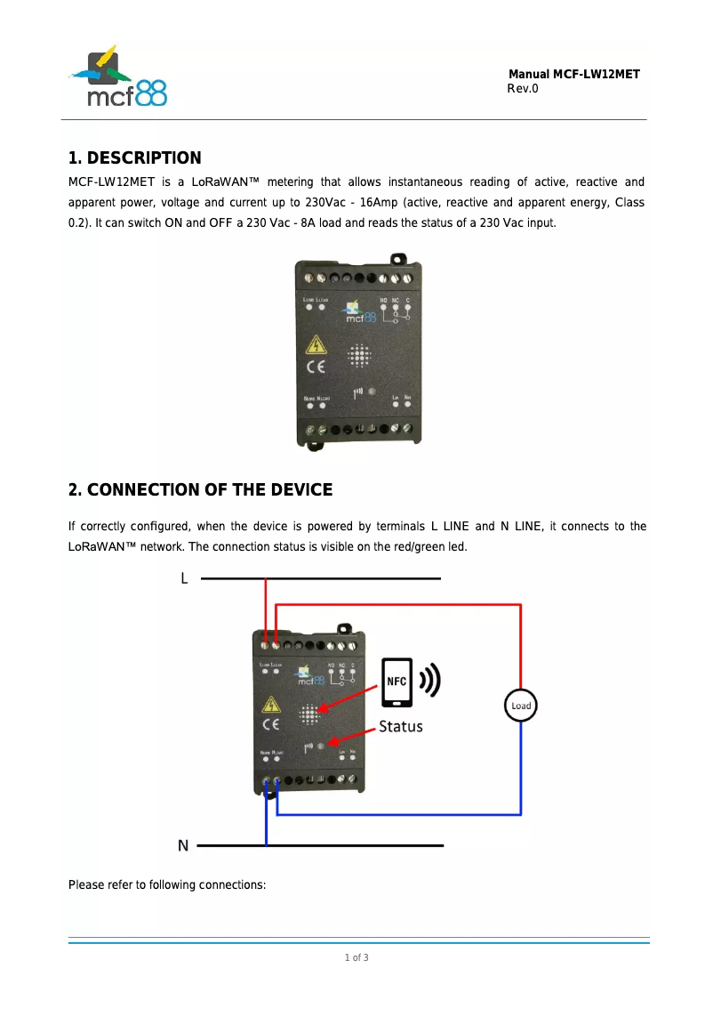 Page n°1 - Manuel utilisateur MCF88 MCF-LW12MET