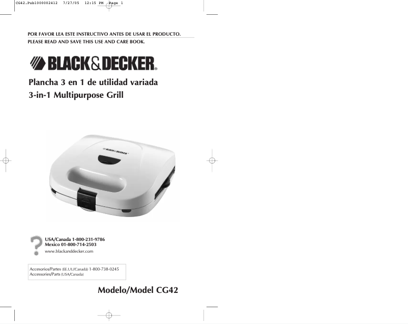 Image de la première page du manuel de l'appareil CG42