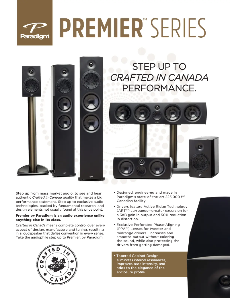 Page 1 of the manual Technical Sheet Paradigm Premier 600C