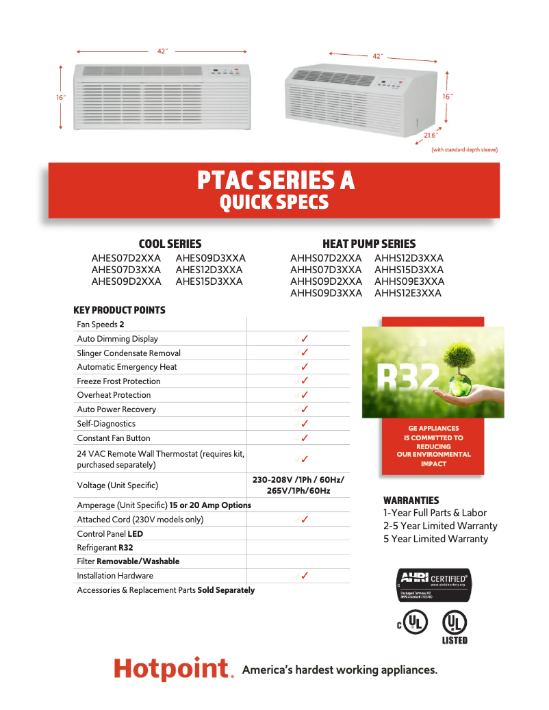 Page 1 de la notice Fiche technique Hotpoint AHES15D3XXA