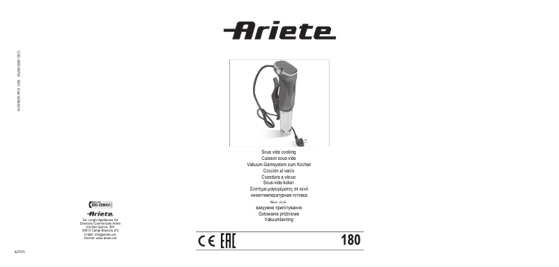 Page n°1 - Manuel utilisateur Ariete B-taste Sous Vide 180
