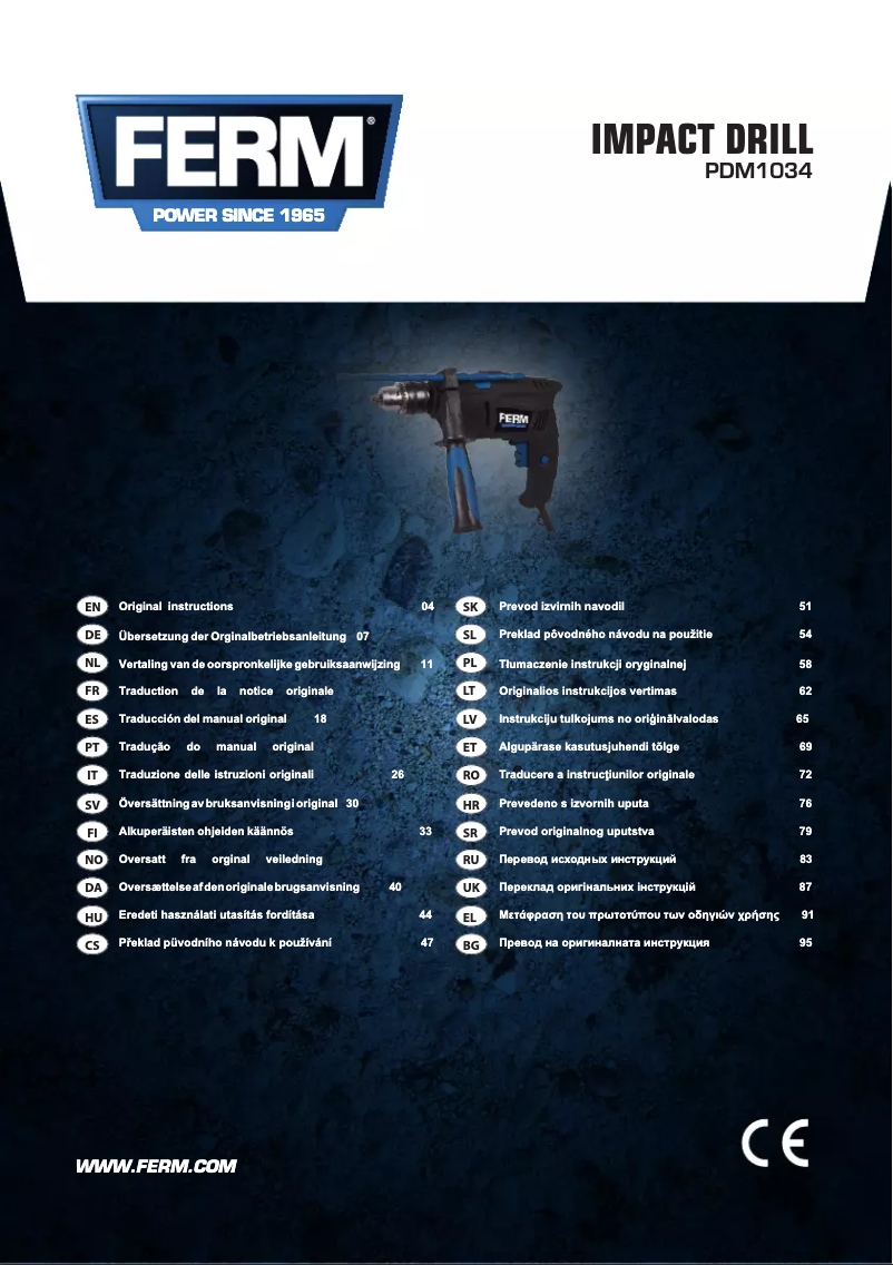 Page 1 de la notice Manuel utilisateur Ferm PDM1034