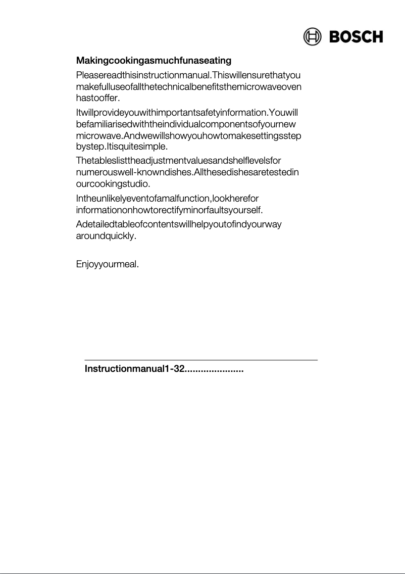 Page 1 of the manual User Manual Bosch HMT75M461