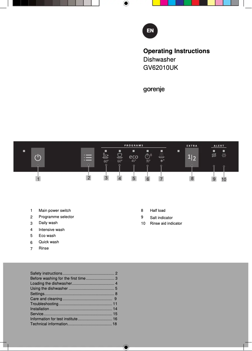 Image de la première page du manuel de l'appareil GV62010UK