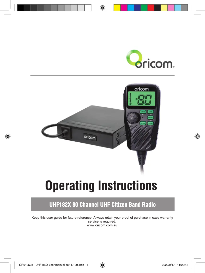 Page n°1 - Manuel utilisateur Oricom UHF182X