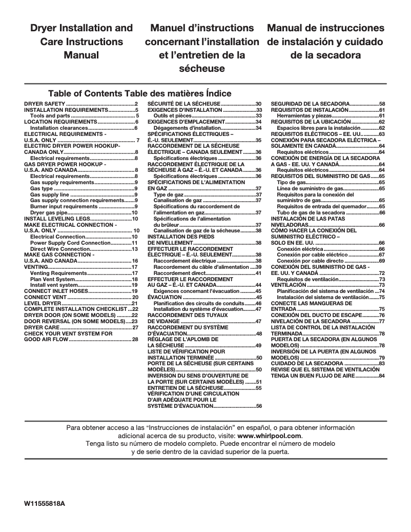 Page n°1 - Informations de garantie Whirlpool WED6120HW