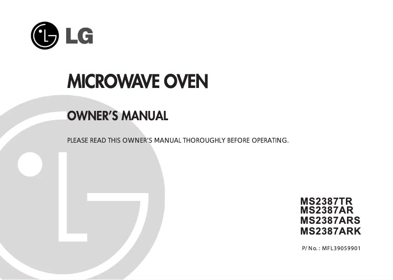 Page n°1 - Manuel utilisateur LG MS2387ARK