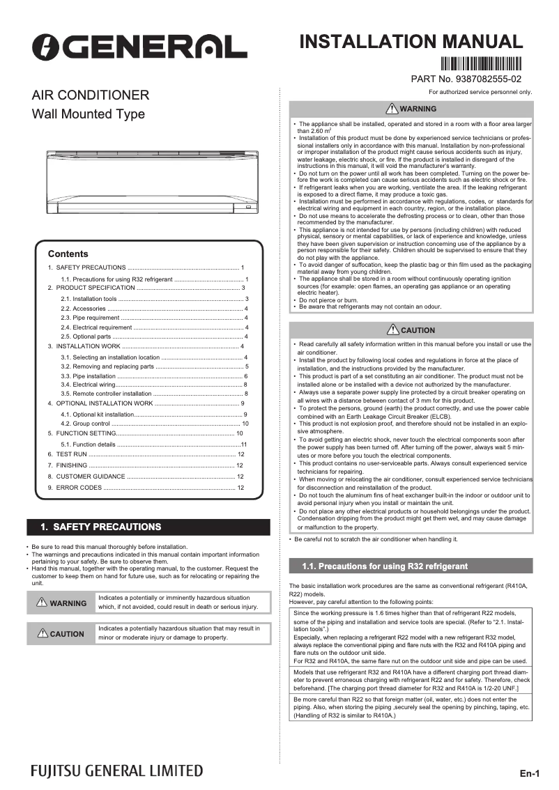 Image de la première page du manuel de l'appareil ASGG24CETA-B