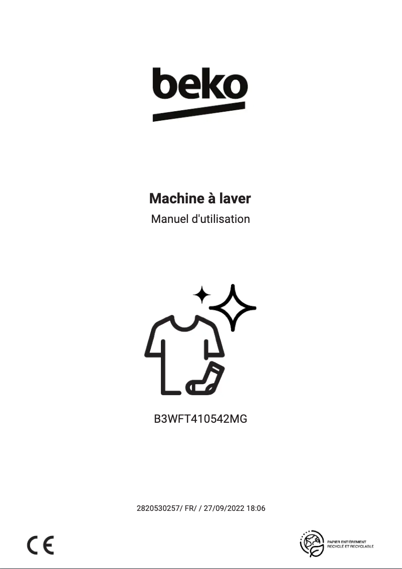 Page 1 de la notice Manuel utilisateur Beko B3WFT410542MG