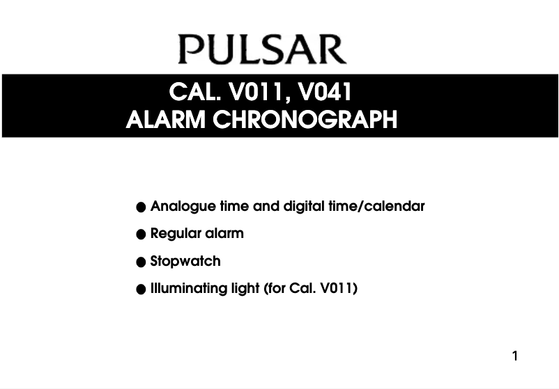 Page n°1 - Manuel utilisateur Pulsar V041
