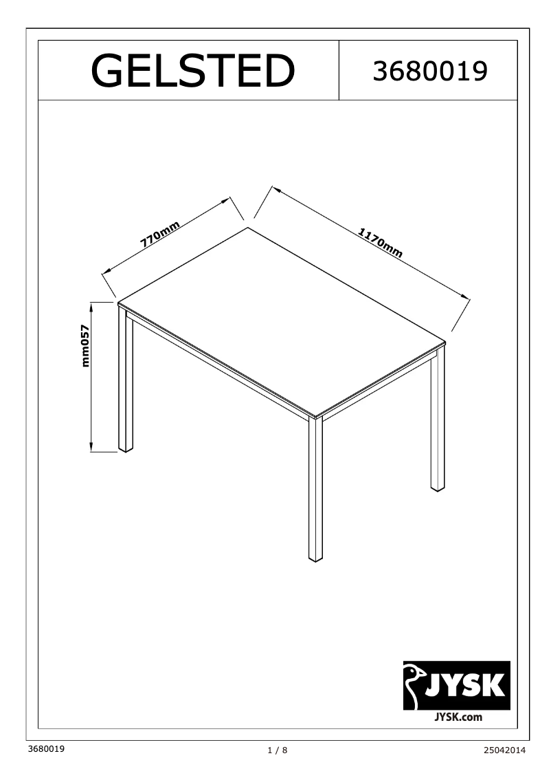 Página 1 del manual Manual de usuario JYSK Gelsted (77x117x75)