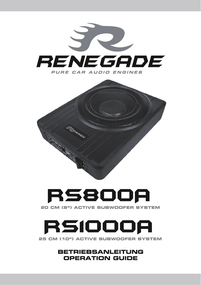 Page n°1 - Manuel utilisateur Renegade RS1000A