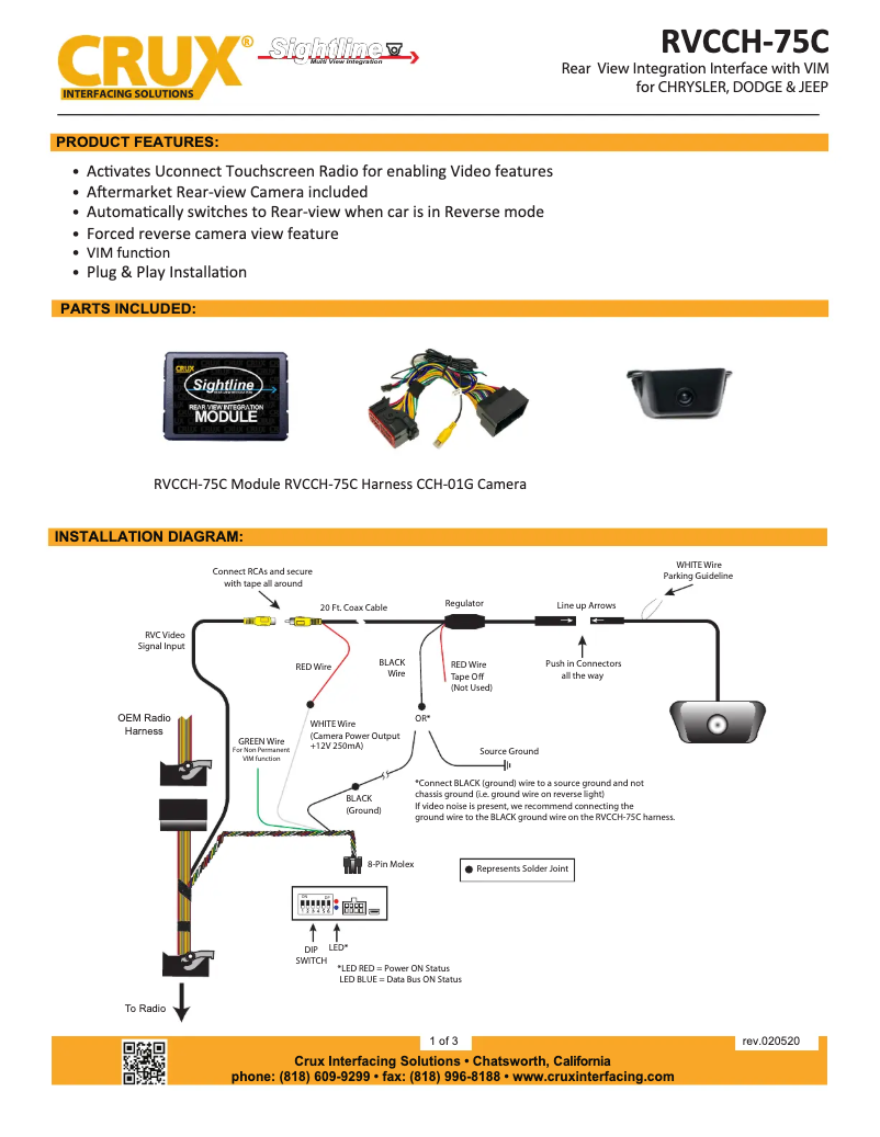 Imagen de la primera página del manual del dispositivo RVCCH-75C