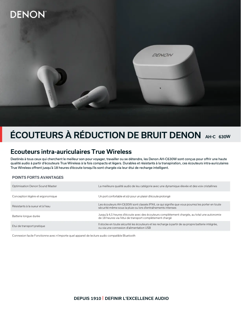 Page n°1 - Fiche technique Denon AH-C630W