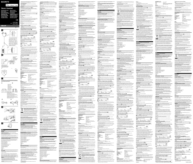 Page 1 de la notice Manuel utilisateur Sony XBA-3iP