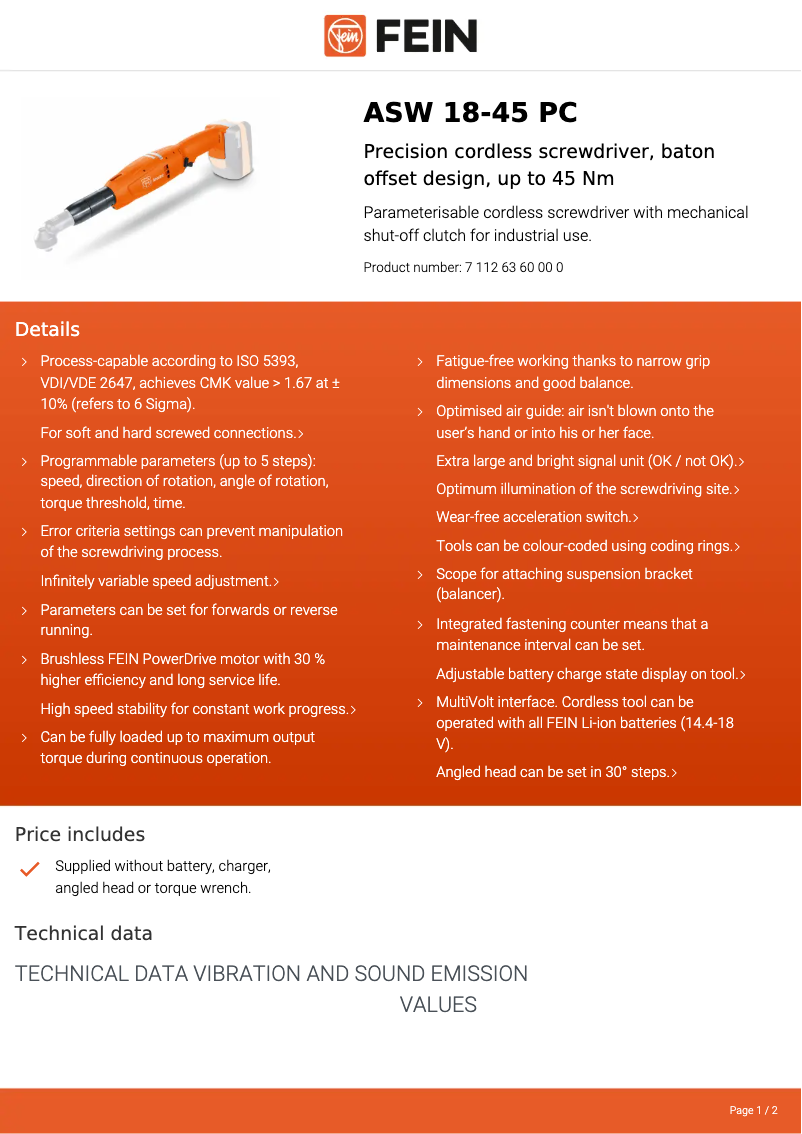 Image de la première page du manuel de l'appareil ASW 18-45 PC