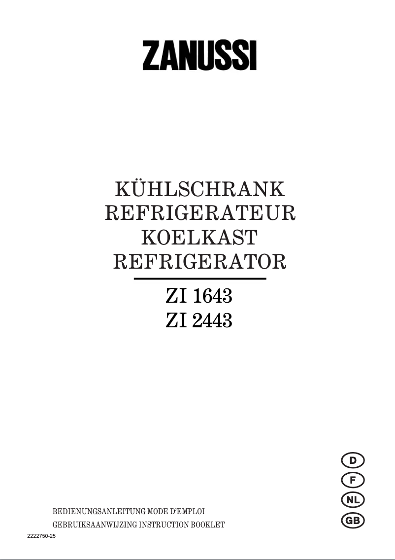 Image de la première page du manuel de l'appareil ZI 1643