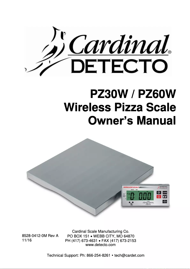 Page 1 de la notice Manuel utilisateur Cardinal Detecto PZ30W