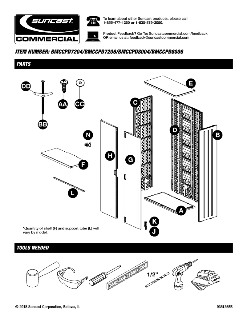 Page n°1 - Manuel utilisateur Suncast BMCCPD7204