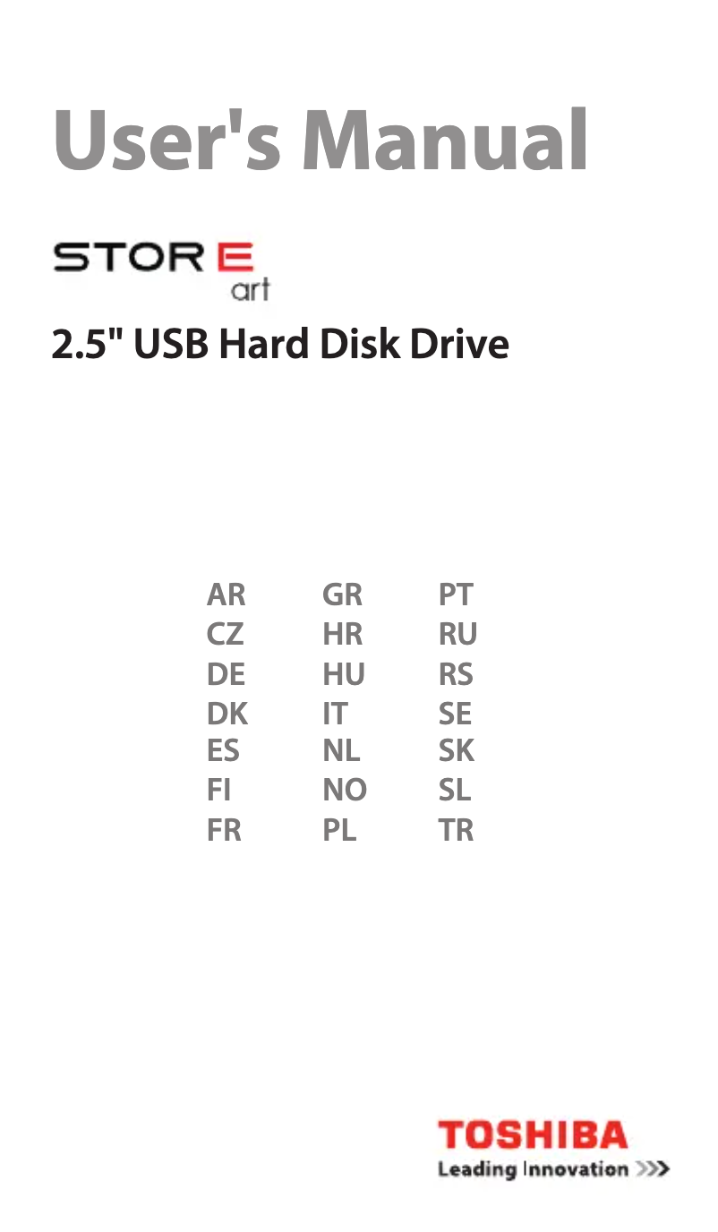 Page 1 de la notice Manuel utilisateur Toshiba StorE Art