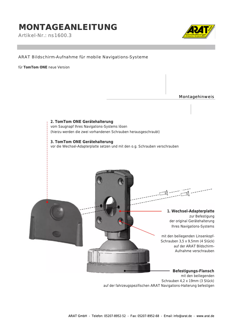 Page 1 de la notice Manuel utilisateur Arat NS1600.3