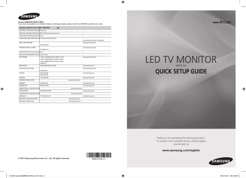 Page 1 de la notice Manuel utilisateur Samsung T23C350MA