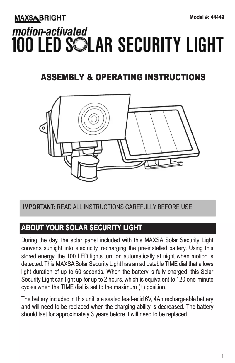 Page 1 de la notice Manuel utilisateur Maxsa 44449-L
