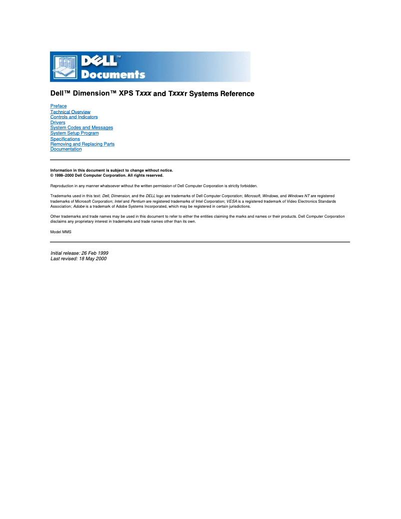 Page 1 de la notice Manuel utilisateur Dell Dimension XPS