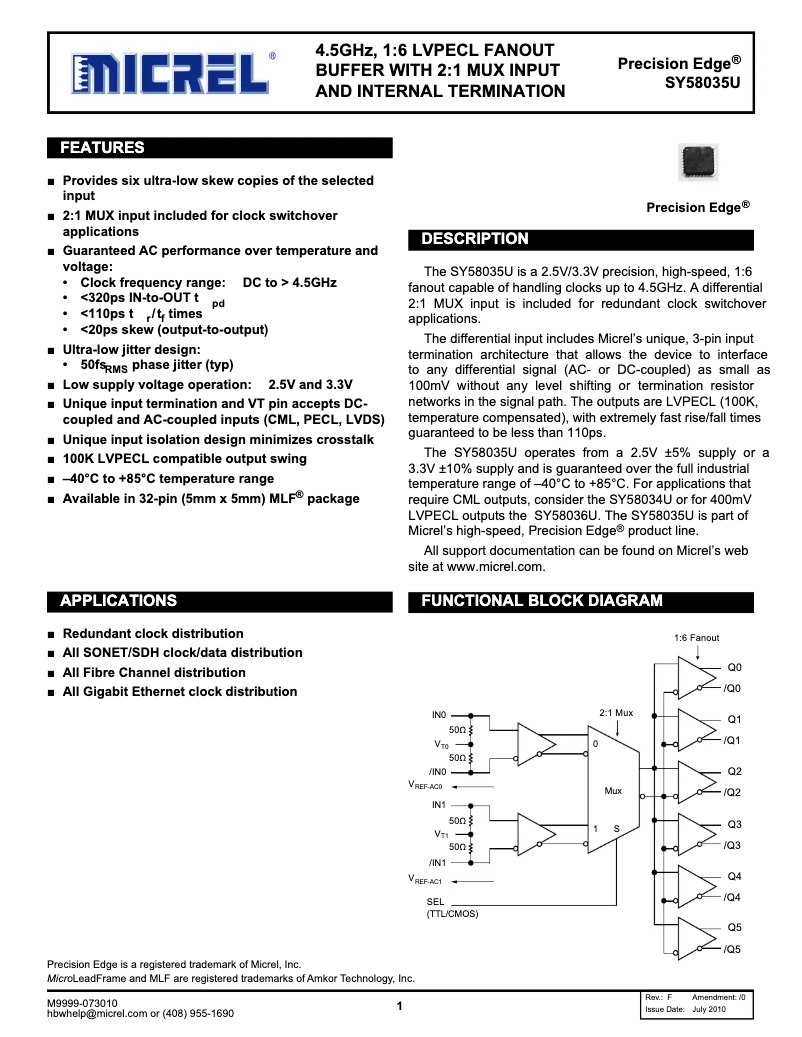 Página 1 del manual Manual de usuario Microchip SY58035U