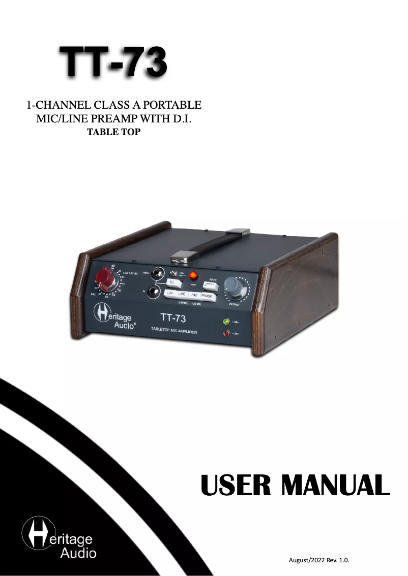Page n°1 - Manuel utilisateur Heritage Audio TT-73
