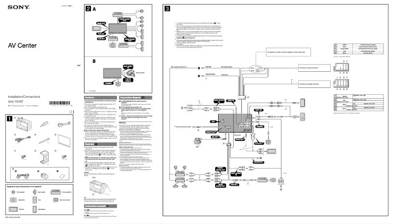 Page 1 de la notice Guide d'installation Sony XAV-701BT