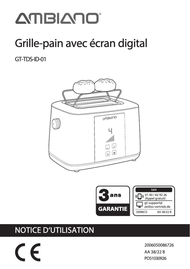 Page n°1 - Manuel utilisateur Ambiano GT-TDS-ID-01