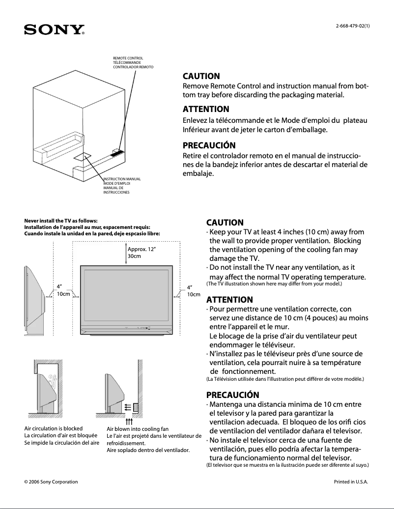 Página 1 del manual Instrucciones de seguridad Sony KDF-50E3000