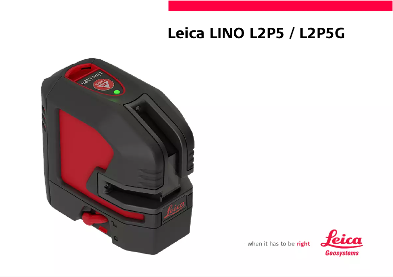 Page n°1 - Manuel utilisateur Leica Lino L2P5G