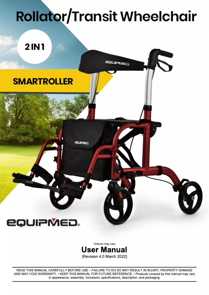 Page n°1 - Manuel utilisateur eQuipMed SmartRoller