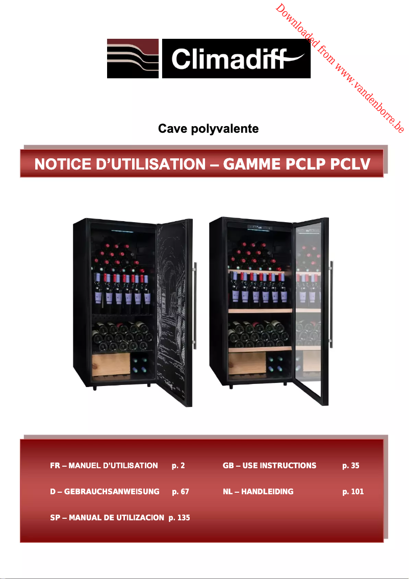 Page n°1 - Manuel utilisateur Climadiff PCLP205
