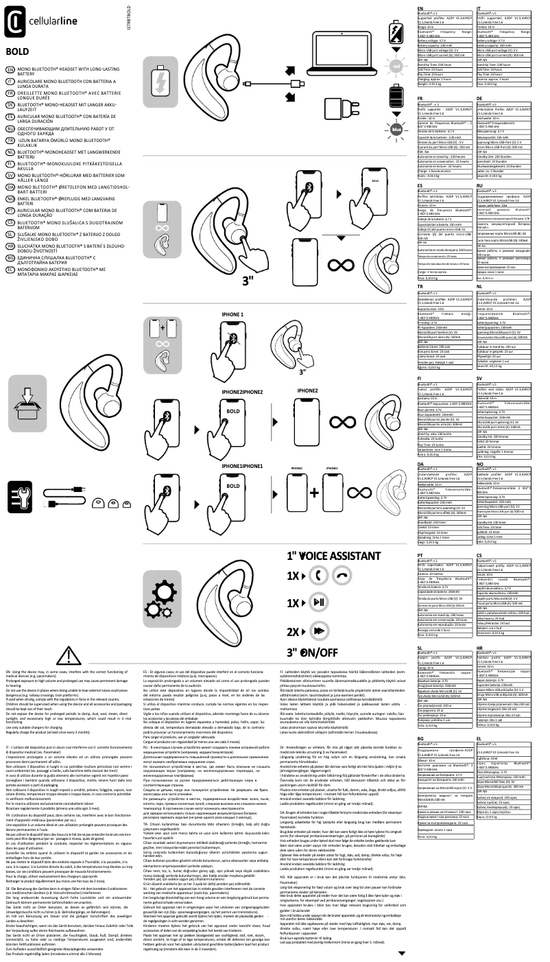 Page 1 de la notice Manuel utilisateur Cellular Line Bold