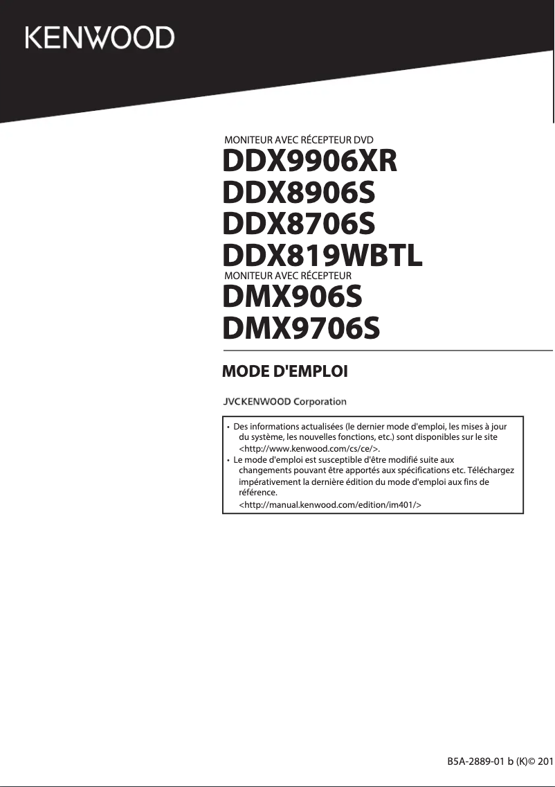 Image de la première page du manuel de l'appareil Excelon DDX9906XR