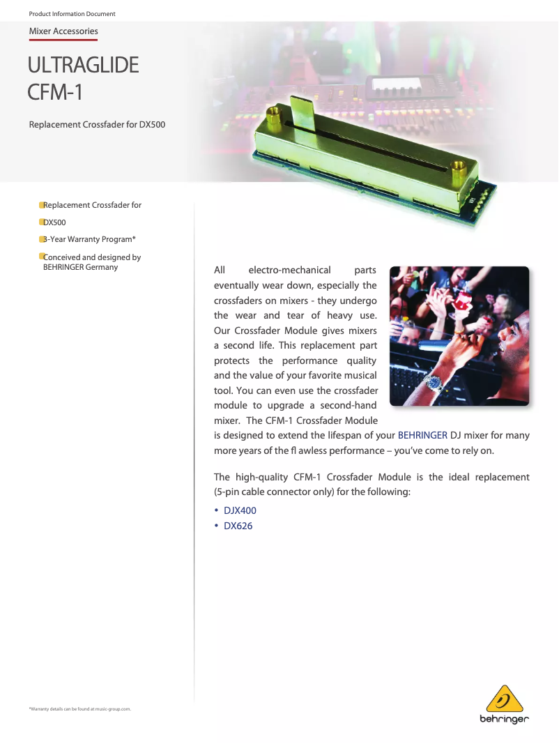 Page n°1 - Fiche technique Behringer Ultragilde CFM-1