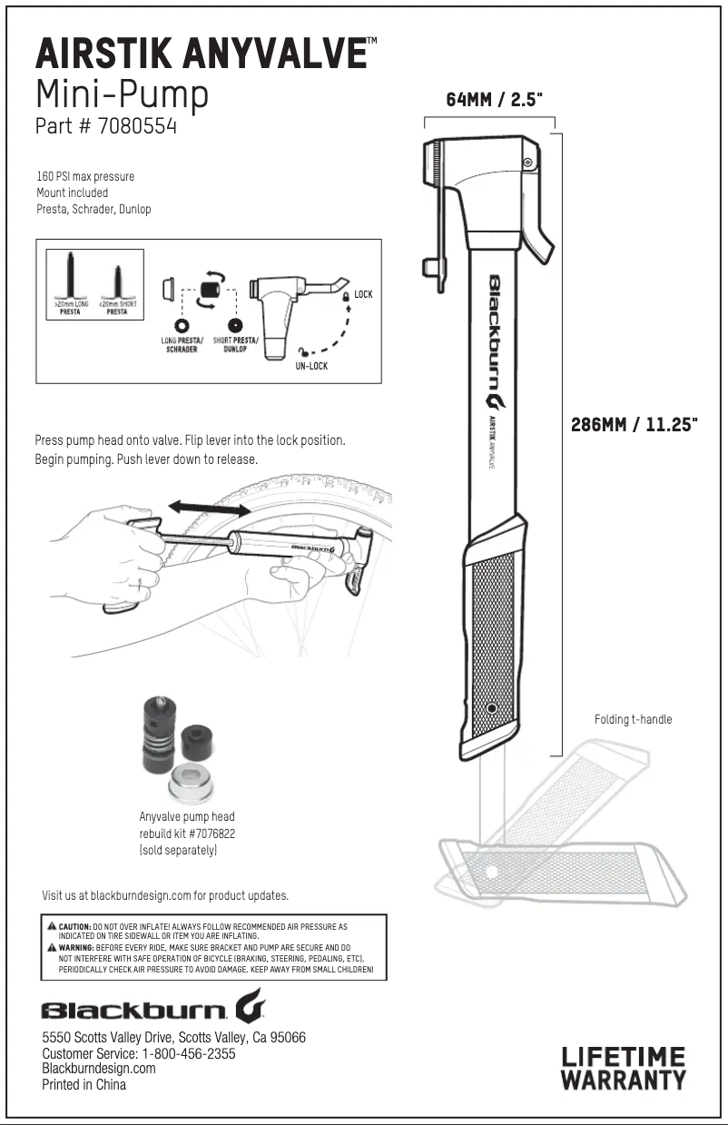 Page 1 de la notice Manuel utilisateur Blackburn AIRSTIK ANYVALVE
