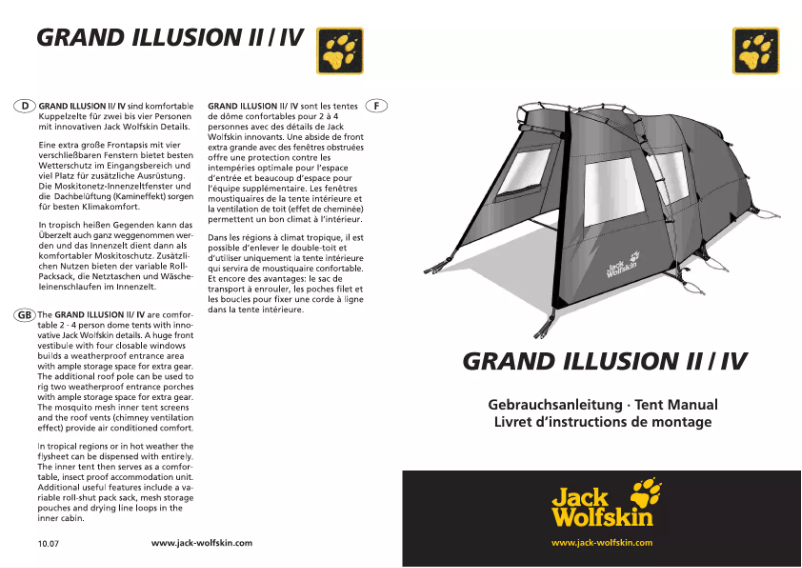 Página 1 del manual Manual de usuario Jack Wolfskin Grand Illusion II