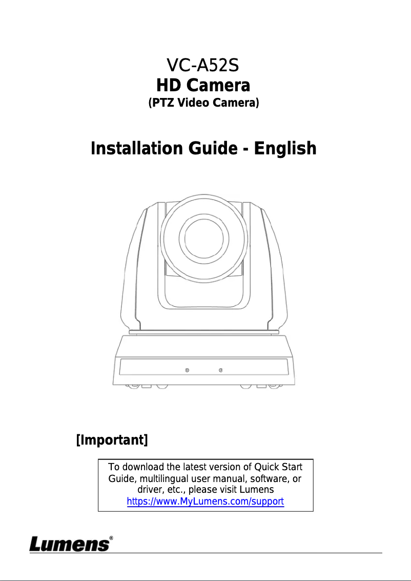 Page 1 de la notice Manuel utilisateur Lumens VC-A52S