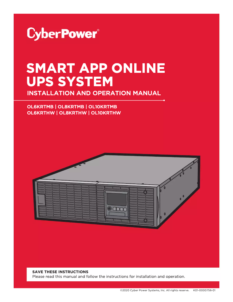 Page 1 de la notice Manuel utilisateur CyberPower Smart App Online OL8KRTHW