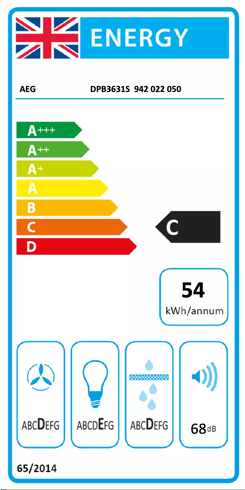 Page n°1 - Label énergétique AEG DPB3631S