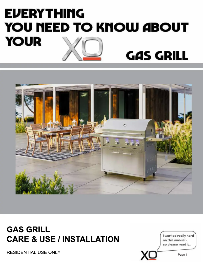 Page 1 de la notice Manuel utilisateur XO XOGRILL36