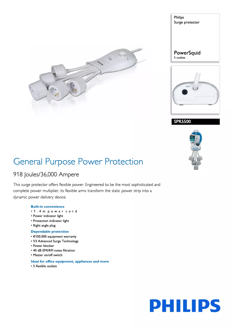 Page 1 de la notice Brochure Philips SPR5500