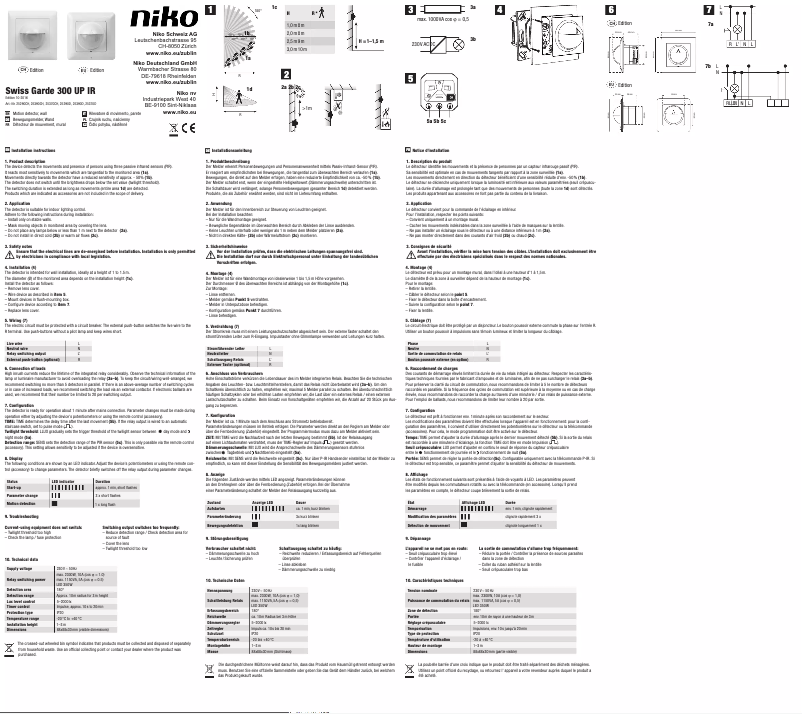 Page 1 de la notice Manuel utilisateur Niko Swiss Garde 300 UP IR