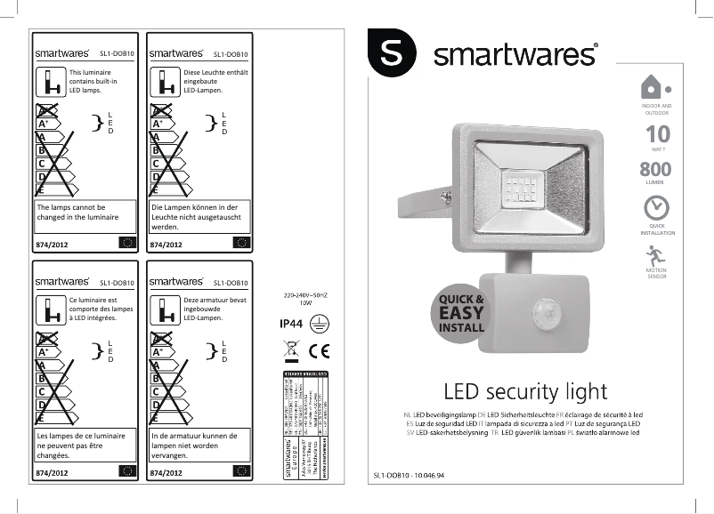 Page 1 de la notice Manuel utilisateur Smartwares 10.046.94