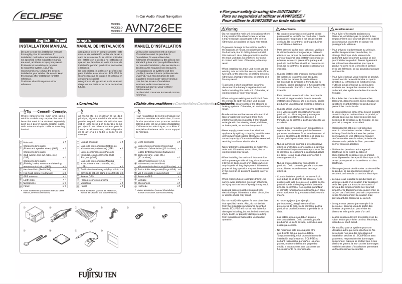 Page n°1 - Manuel utilisateur Eclipse AVN726EE